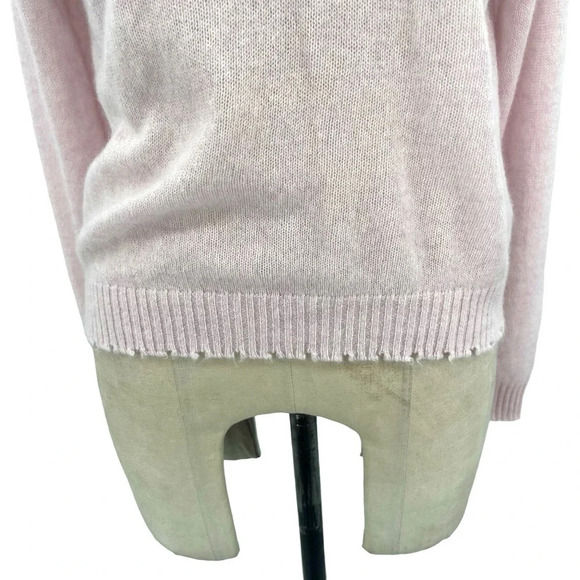 Minnie Rose Cashmere Frayed Edge‎ Cropped V-Neck Sweater Pink Size Small - Picture 3 of 9